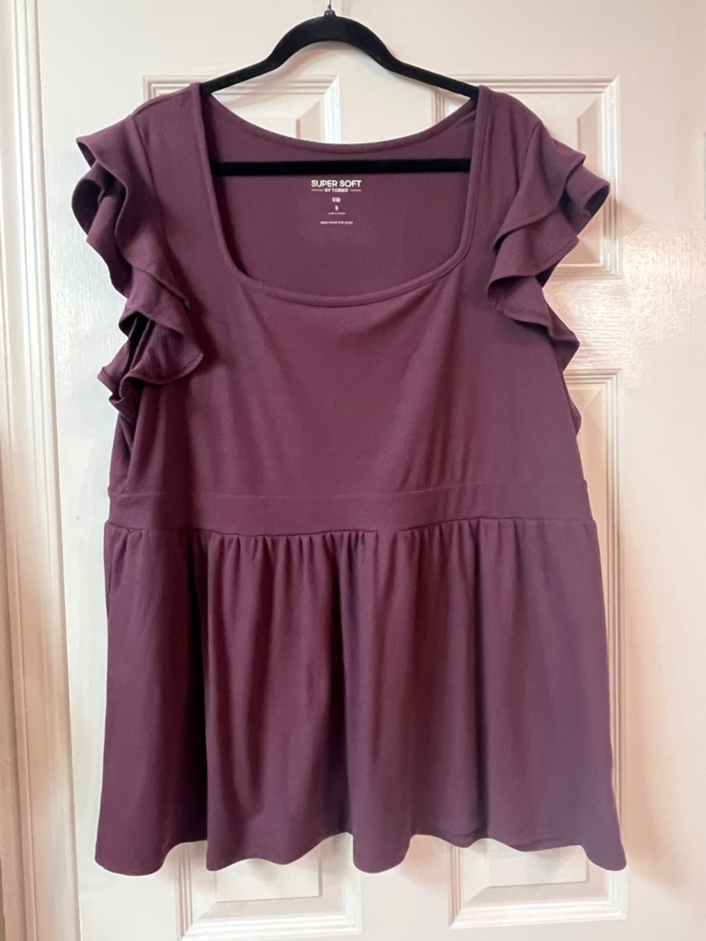 torrid Plum Ruffle Sleeve Peplum Tunic